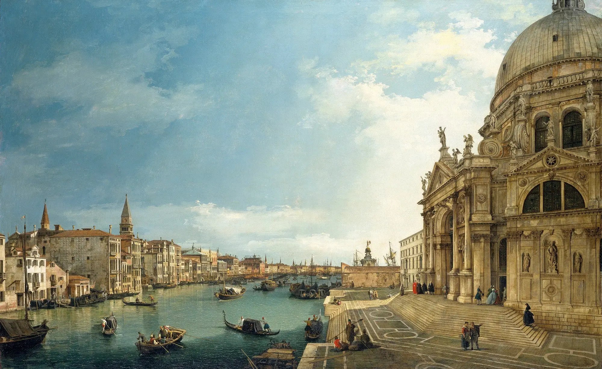 Venise: le Grand Canal avec Santa Maria della Salute vers le bacino - Canaletto - Alpha Reproduction