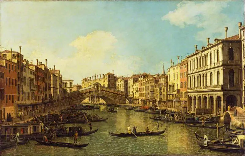 Venise: le Grand Canal du palais Dolfin-Manin vers le pont du Rialto - Canaletto - Alpha Reproduction