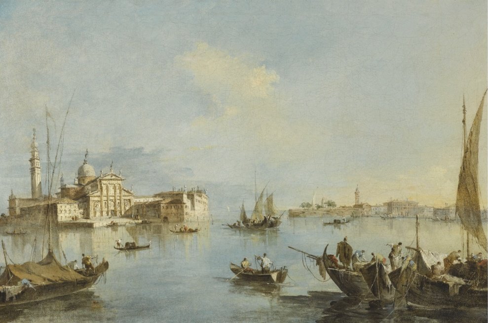 Venise, vue de l'église de San Giorgio Maggiore avec la fin de la Giudecca - Francesco Guardi image 1 reproduction artisanale de tableau