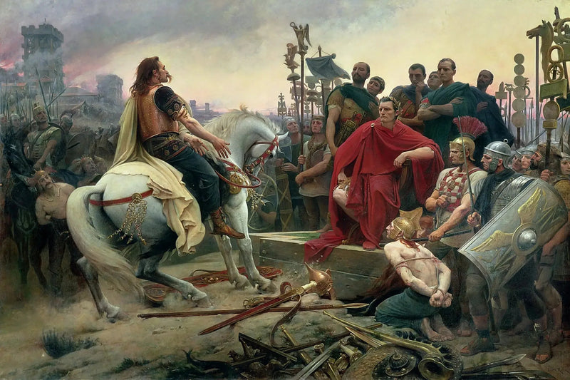 Vercingetorix lancia le sue armi ai piedi di Giulio Cesare - Lionel Royer