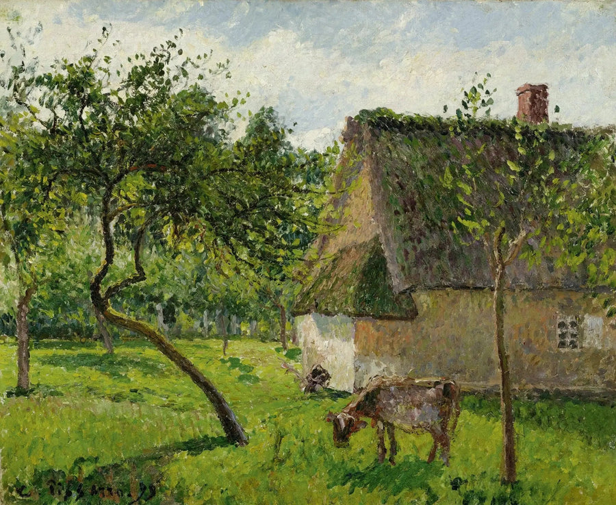 Frutteto a Varengeville con mucca (Un recinto a Varengeville) - Camille Pissarro