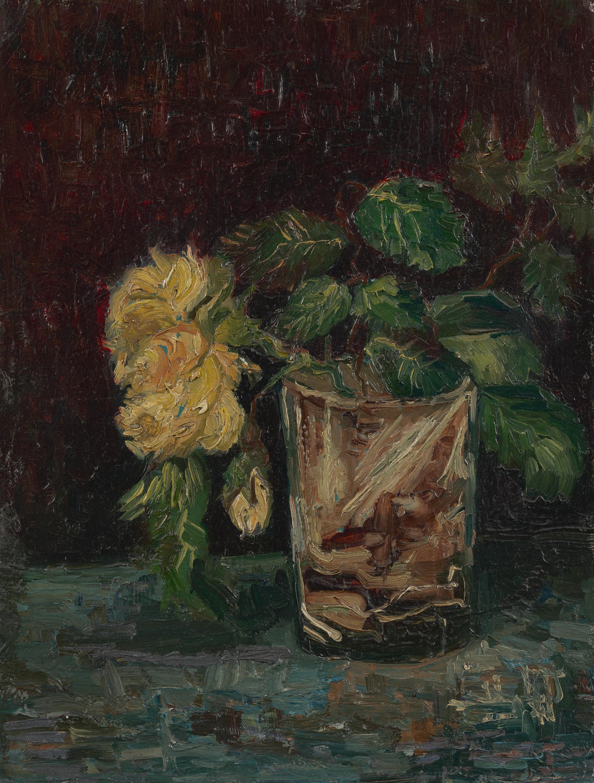Verre avec des roses jaunes F218 — Vincent van Gogh