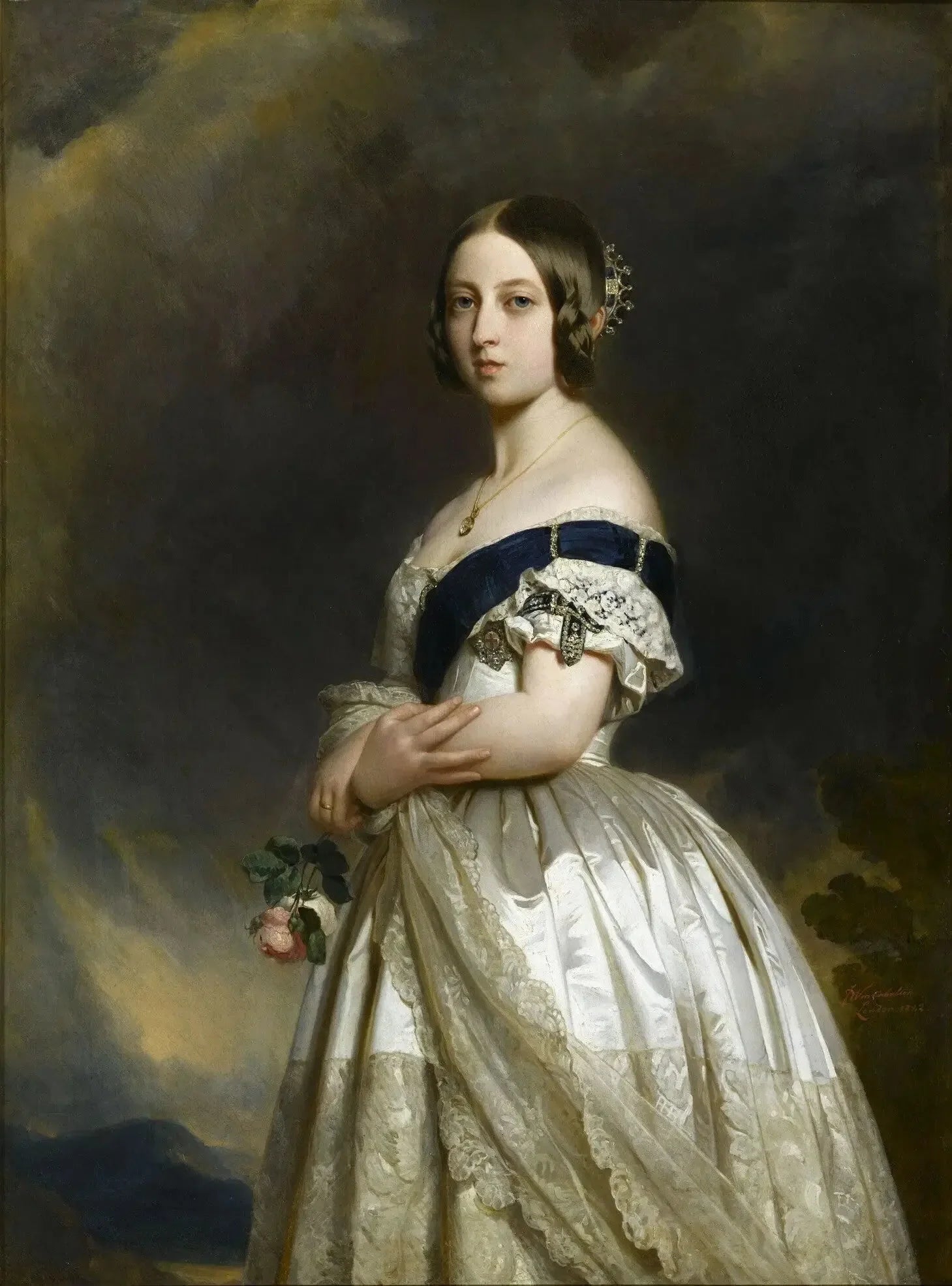 Victoria Ière, reine de Grande Bretagne (1819-1901) - Franz Xaver Winterhalter image 1 copie peinte à la main à l’huile