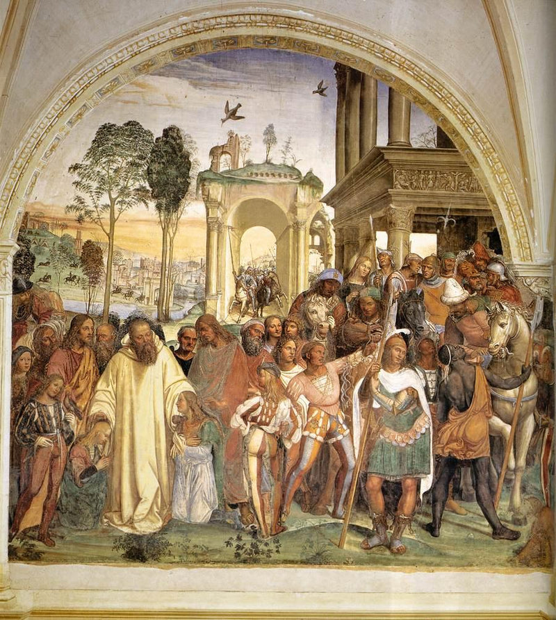 Vita di san Benedetto, Scena 12 Benedetto riceve due giovani romani, Maur e Placide - Il Sodoma (Giovanni Antonio Bazzi)