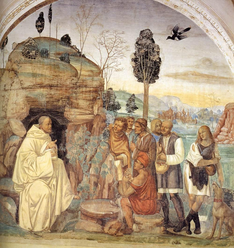 Vita di san Benedetto, scena 7 : Benedetto istruisce i contadini - Il Sodoma (Giovanni Antonio Bazzi)