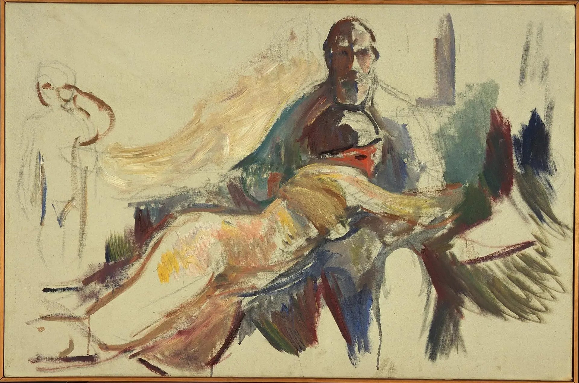 Vieil Homme avec une femme nue dans ses bras - Edvard Munch image 1 copie peinte à la main à l’huile