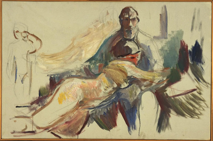 Vecchio uomo con una donna nuda tra le braccia - Edvard Munch