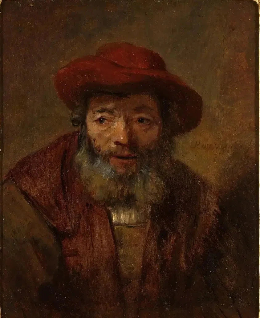 Vieil homme barbu au chapeau rouge — suiveur de Rembrandt, Groninger Museum