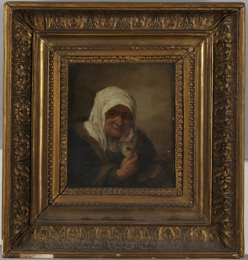 Vecchia donna con la rosa - David Teniers il Giovane