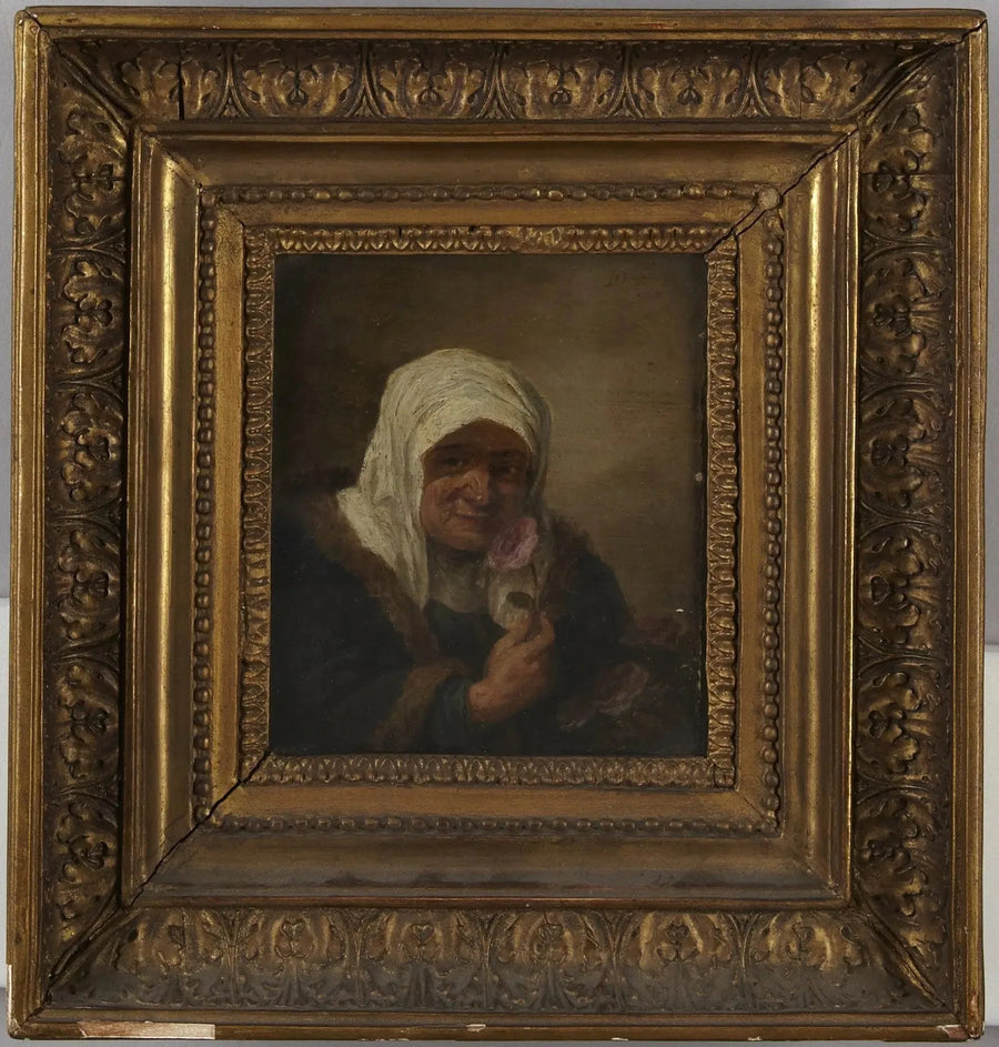 Vecchia donna con la rosa - David Teniers il Giovane
