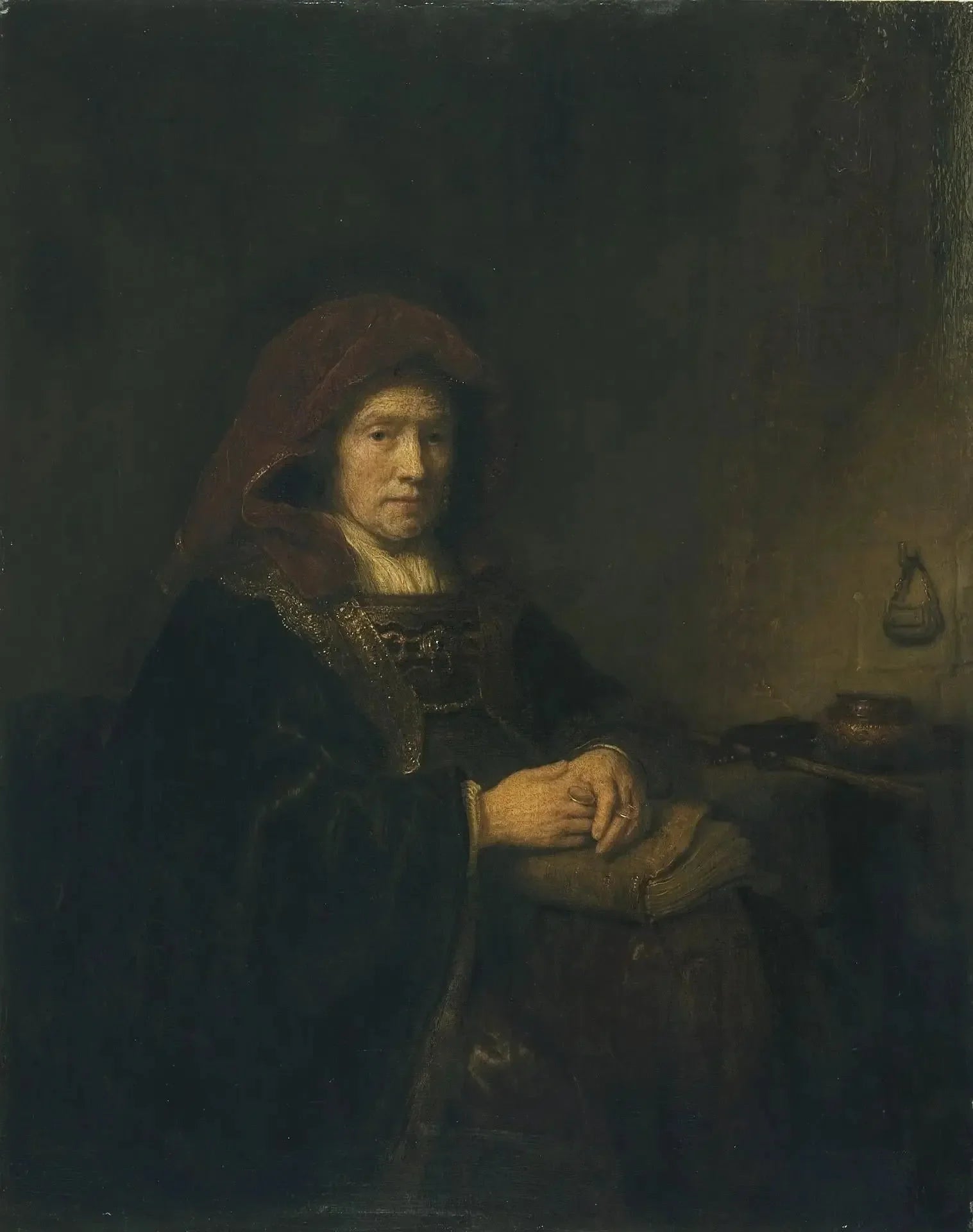 Vieille femme à lunettes - Rembrandt image 1 reproduction de peinture à l’huile