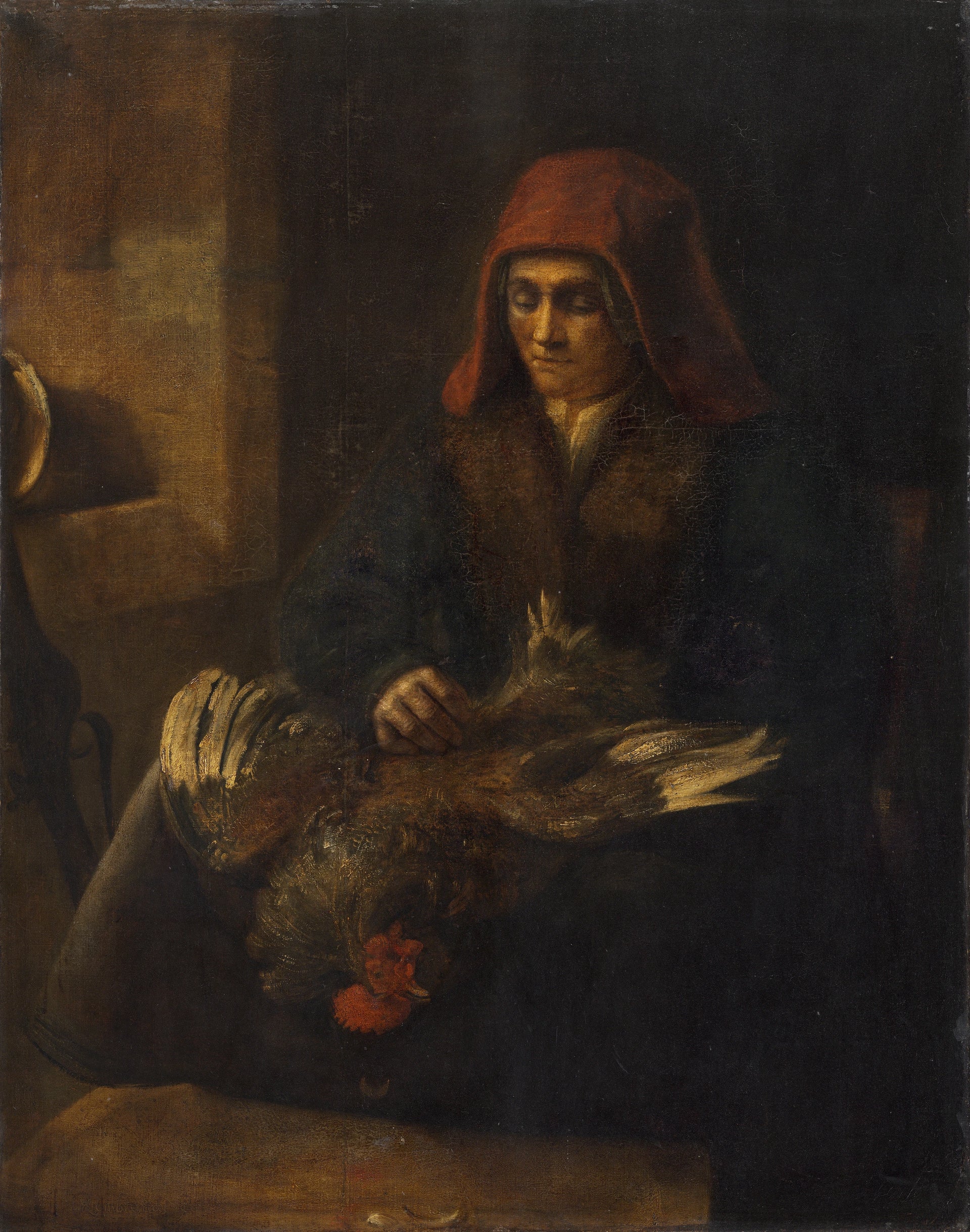 Vieille femme plumant une volaille — suiveur de Rembrandt, 1650–1655, National Gallery of Art