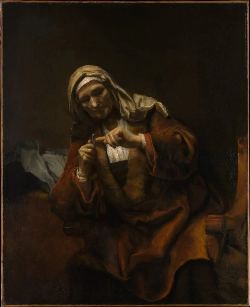 Vecchia donna che si taglia le unghie - Rembrandt