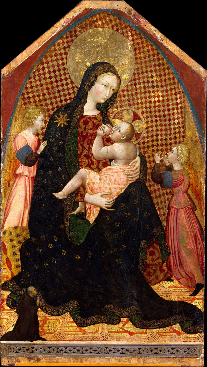 Vergine con il Bambino con due angeli e un donatore - Giovanni di Paolo