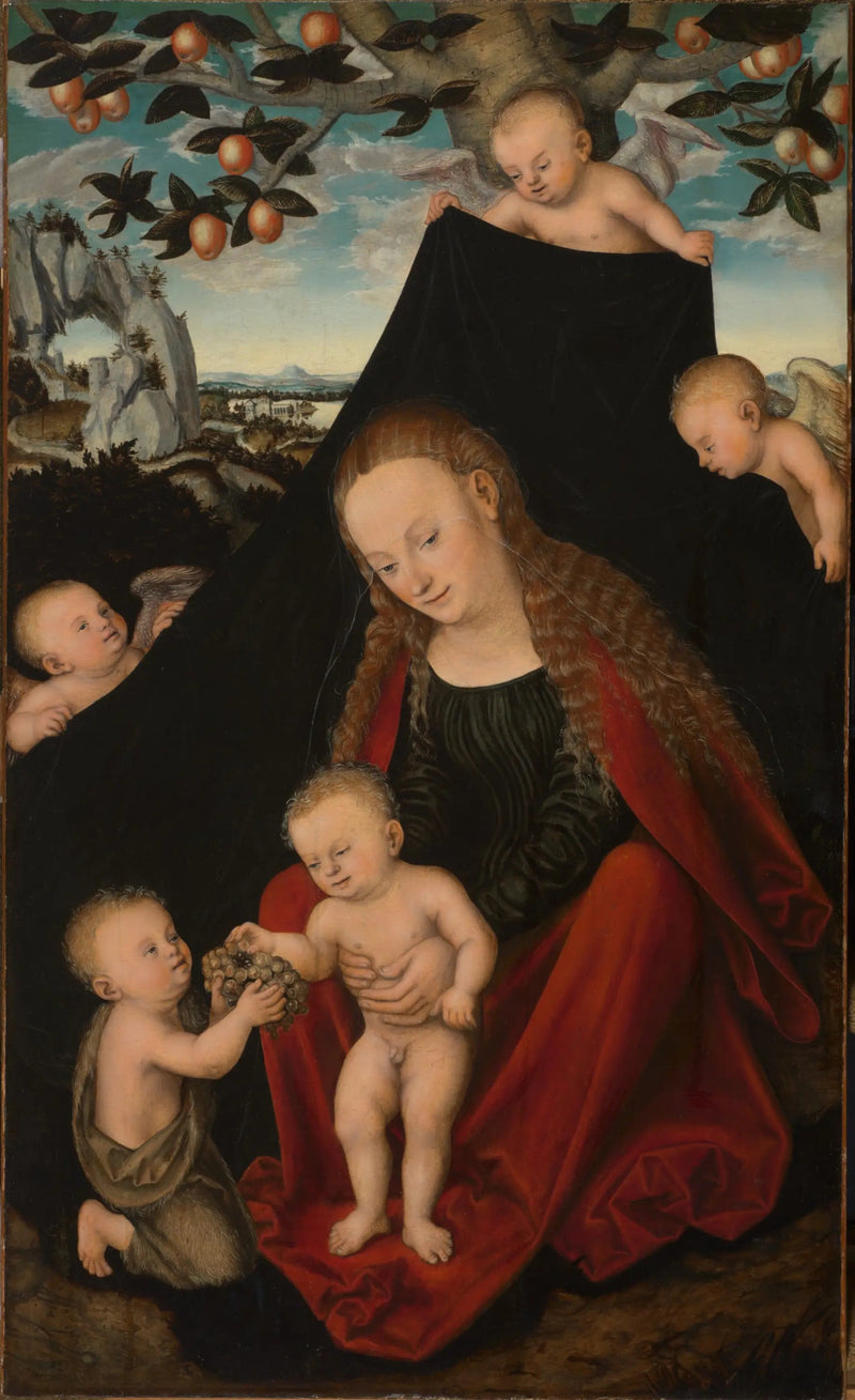 Vergine con il Bambino con il giovane san Giovanni Battista e angeli - Lucas Cranach il Vecchio