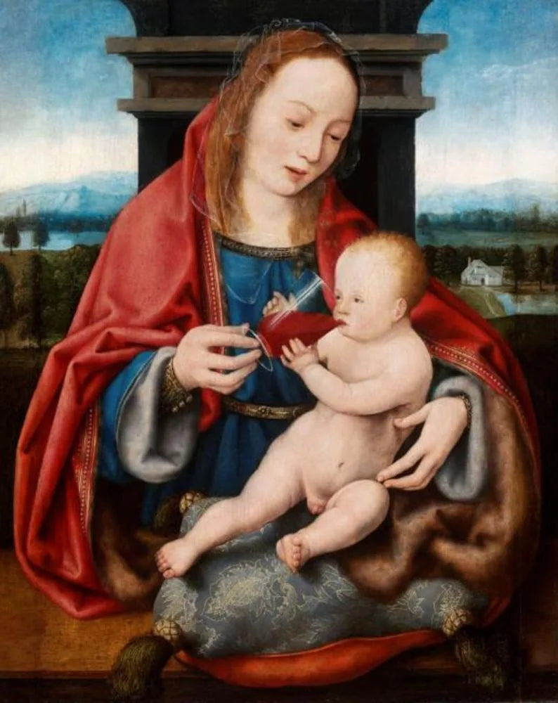 Vergine con il Bambino con il vino - Joos van Cleve