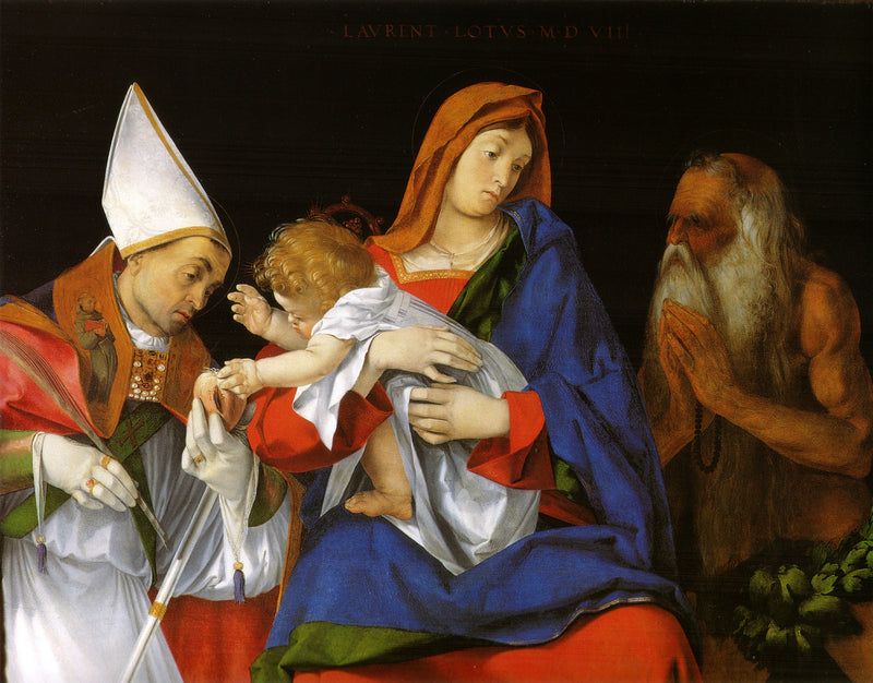Vergine con il Bambino con i santi Ignazio d'Antiochia e Onofrio - Lorenzo Lotto