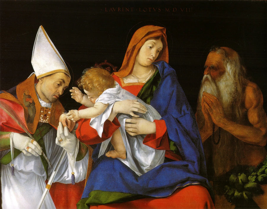 Vergine con il Bambino con i santi Ignazio d'Antiochia e Onofrio - Lorenzo Lotto
