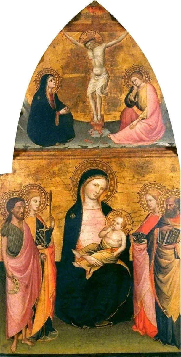Vergine con il Bambino con quattro santi e Cristo crocifisso - Jacopo di Cione