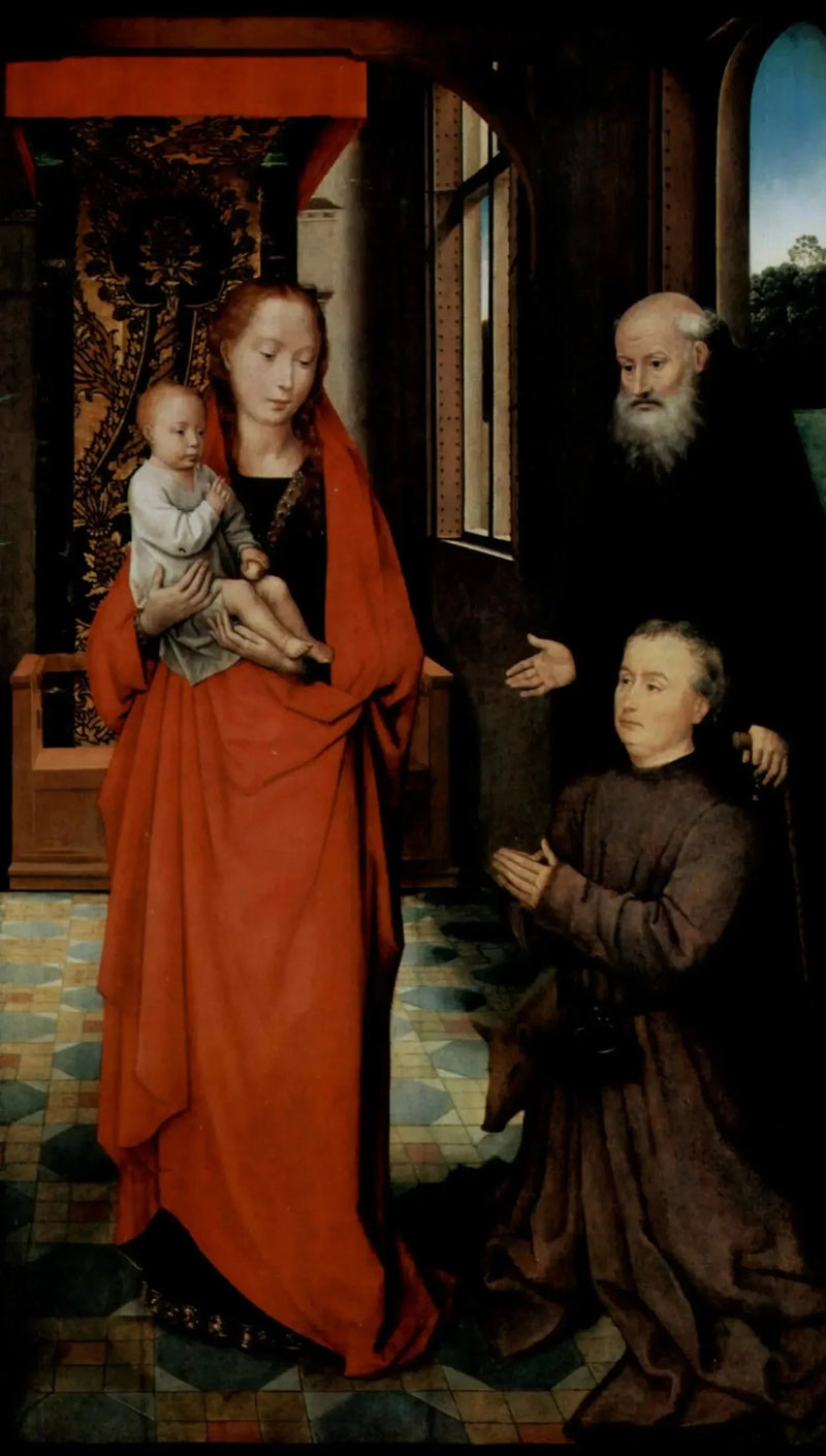Vergine con il Bambino con san Antonio e un donatore - Hans Memling