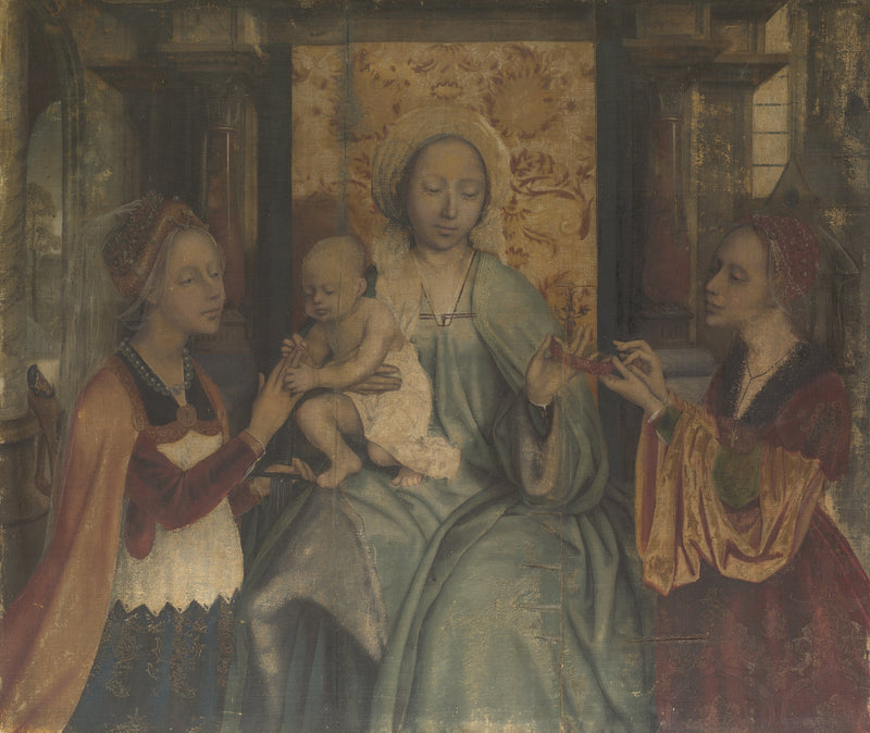 Vergine con il Bambino con santa Barbara e santa Caterina - Quentin Metsys