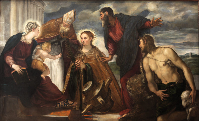 Vergine con il Bambino, con santa Caterina, san Agostino, san Marco e san Giovanni Battista - Jacopo Tintoretto