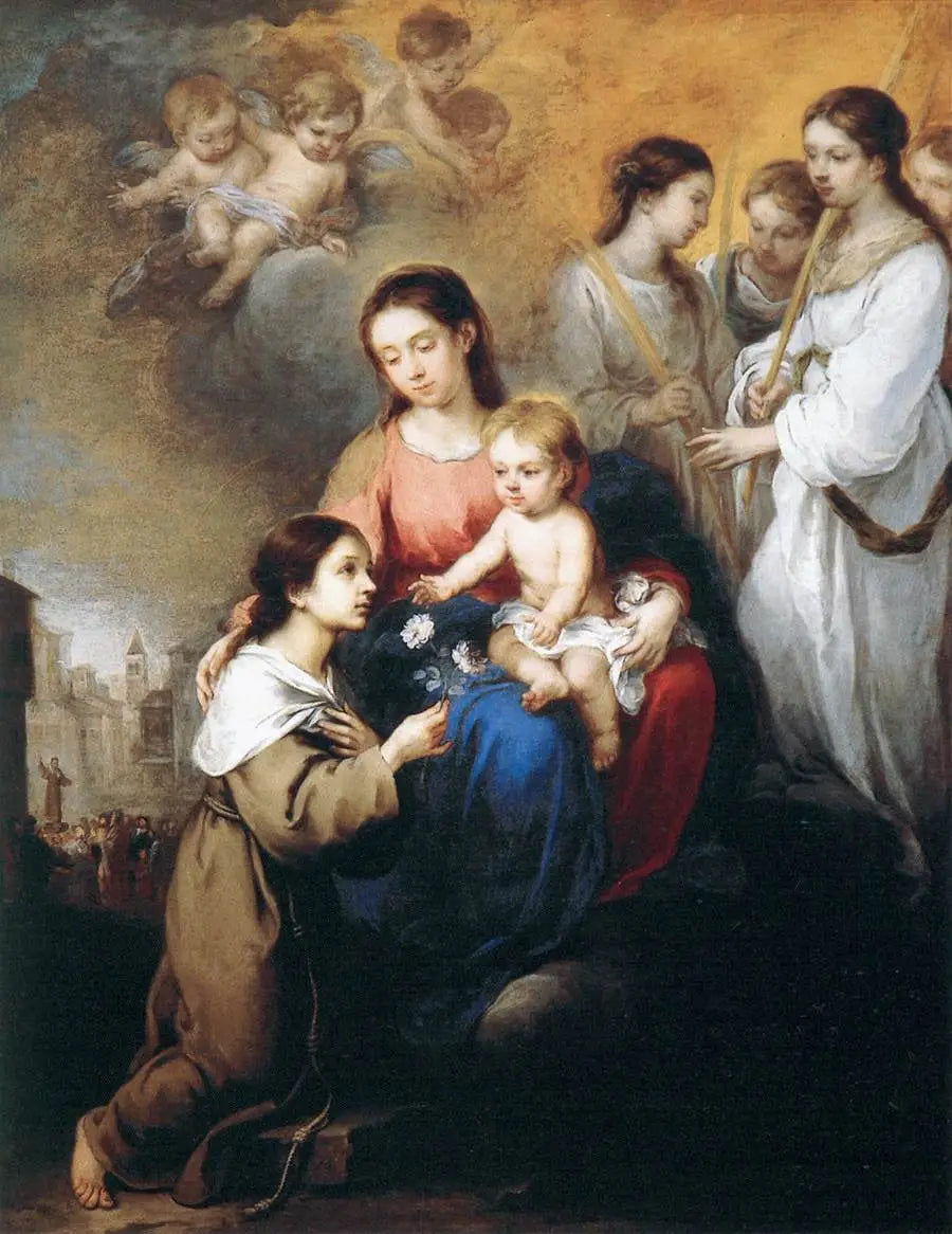 Vergine con Bambino e Santa Rosa di Viterbo - Bartolomé Esteban Murillo