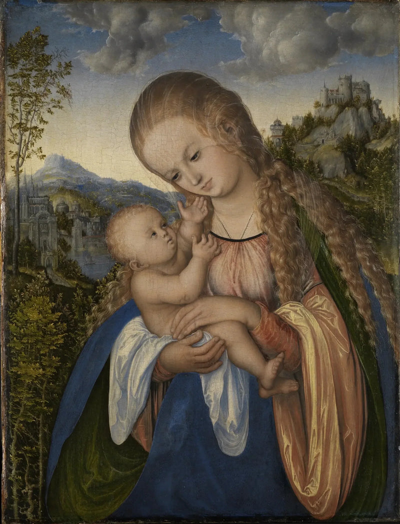 Vergine con il Bambino in un paesaggio lussureggiante - Lucas Cranach il Vecchio