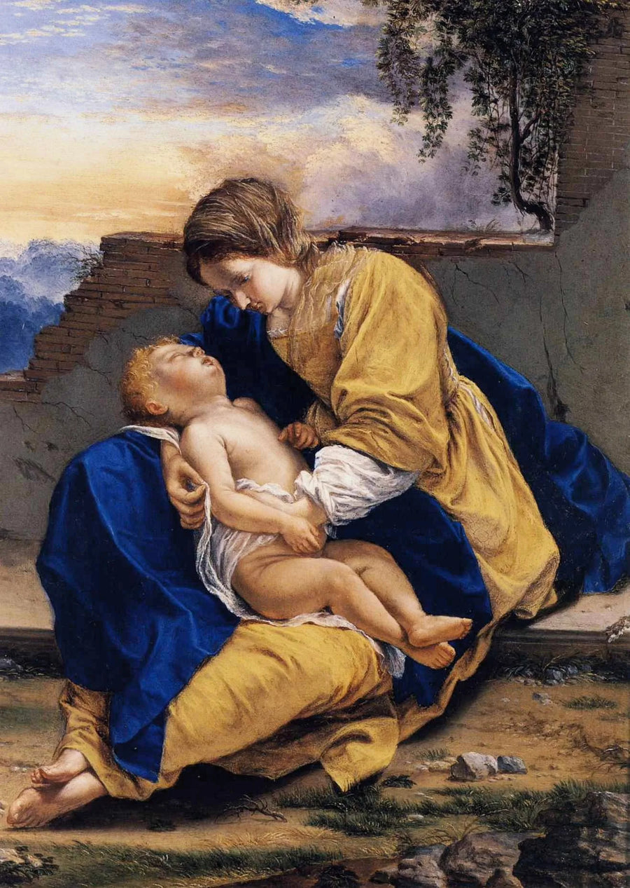 Vergine con il Bambino in un paesaggio - Orazio Gentileschi