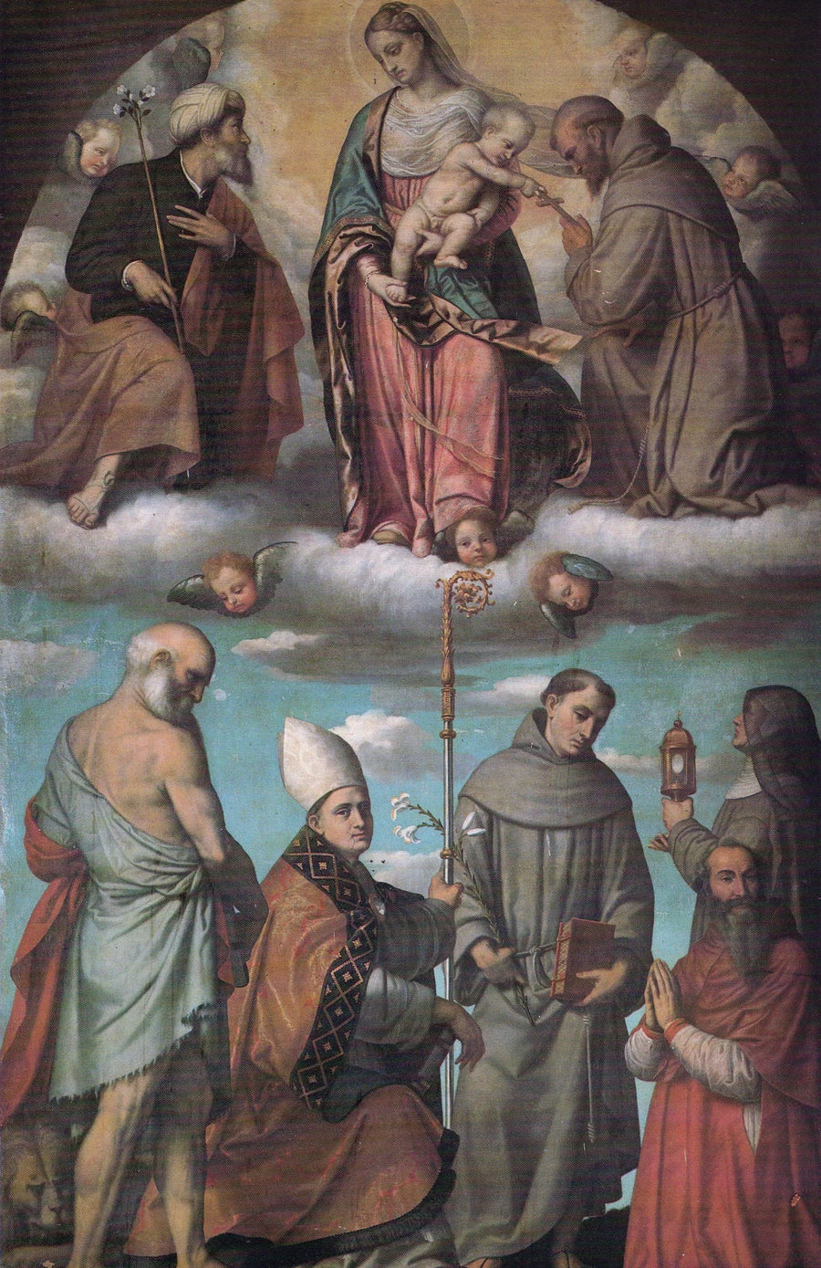 Vergine con il Bambino in gloria con i santi Giuseppe e Francesco - Alessandro Bonvicino