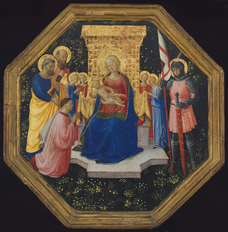 Vergine con il Bambino in trono con i santi Pietro, Paolo e Giorgio (?), quattro angeli e un donatore - Fra Angelico
