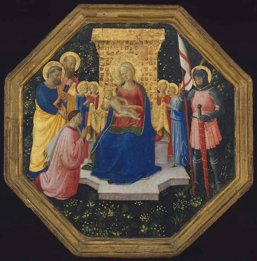 Vergine con il Bambino in trono con i santi Pietro, Paolo e Giorgio (?), quattro angeli e un donatore - Fra Angelico