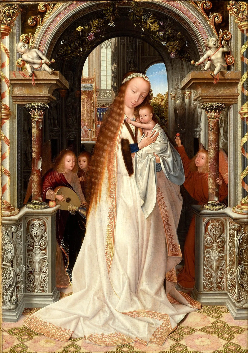 Vergine con il Bambino circondata da angeli - Quentin Metsys