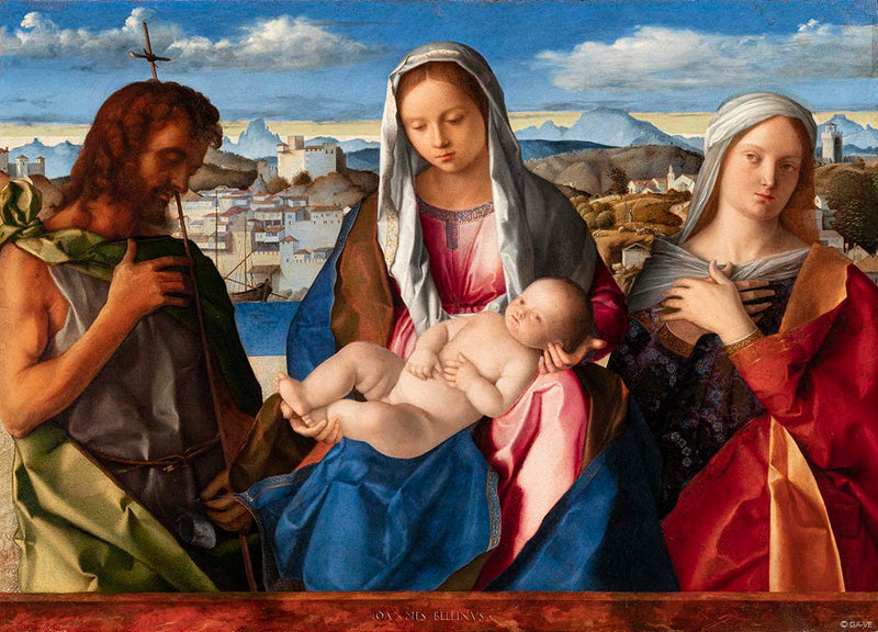 Vergine con il Bambino circondata da san Giovanni Battista e da una santa - Giovanni Bellini
