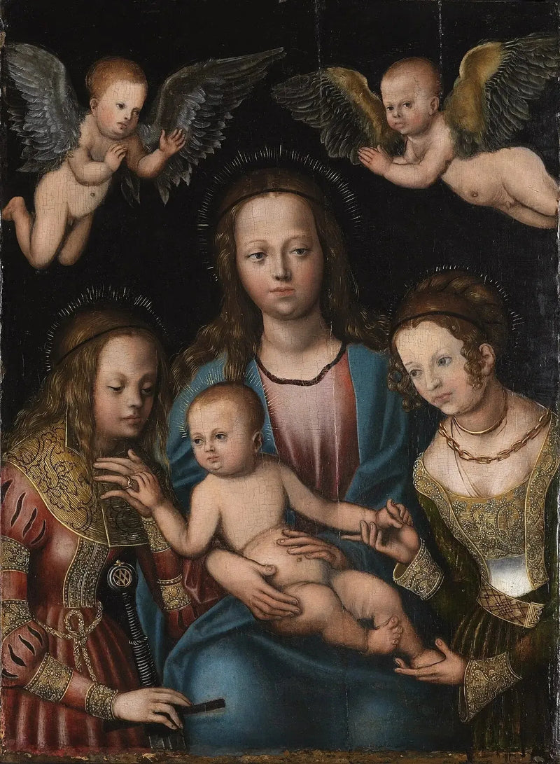 Vergine con il Bambino e Santa Caterina e Santa Barbara - Lucas Cranach il Vecchio