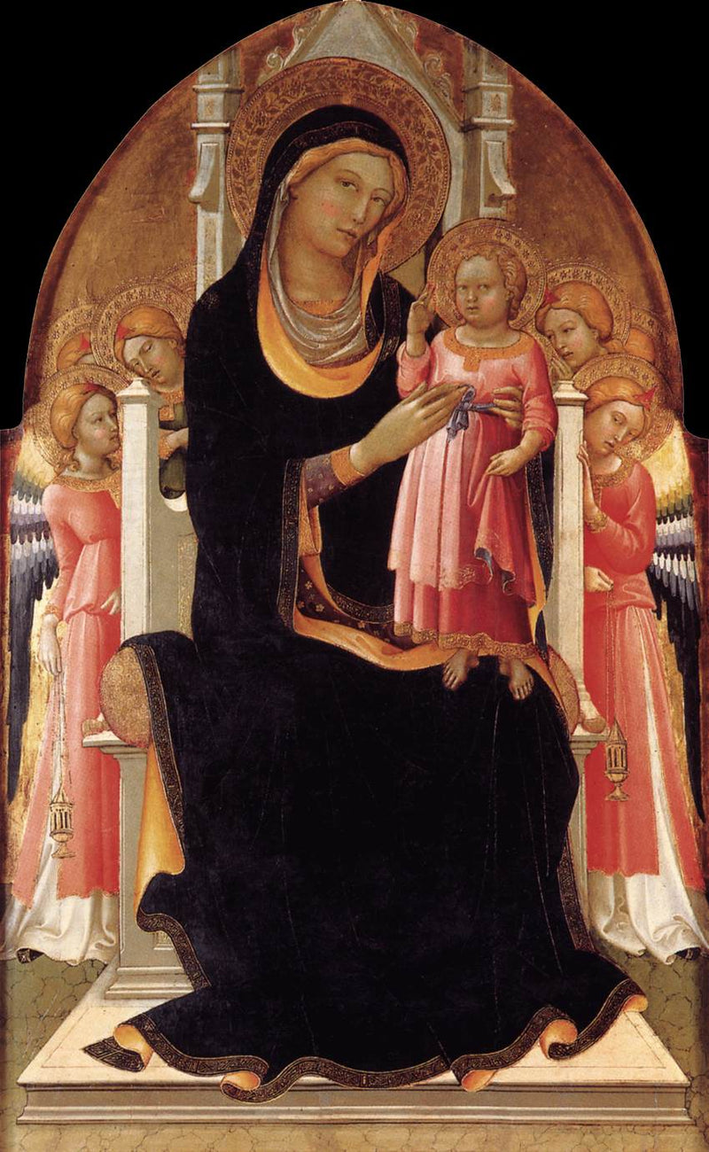 Vergine con il Bambino in trono con sei angeli - Lorenzo Monaco