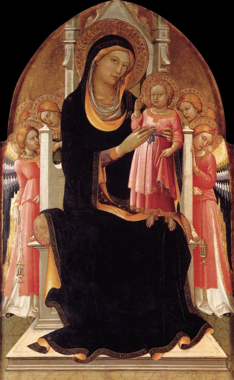 Vergine con il Bambino in trono con sei angeli - Lorenzo Monaco