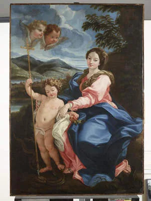Vierge à l'Enfant transperçant la tête du serpent (« Madonna della Serpe ») - Giovanni Battista Gaulli image 1 copie peinte à la main à l’huile