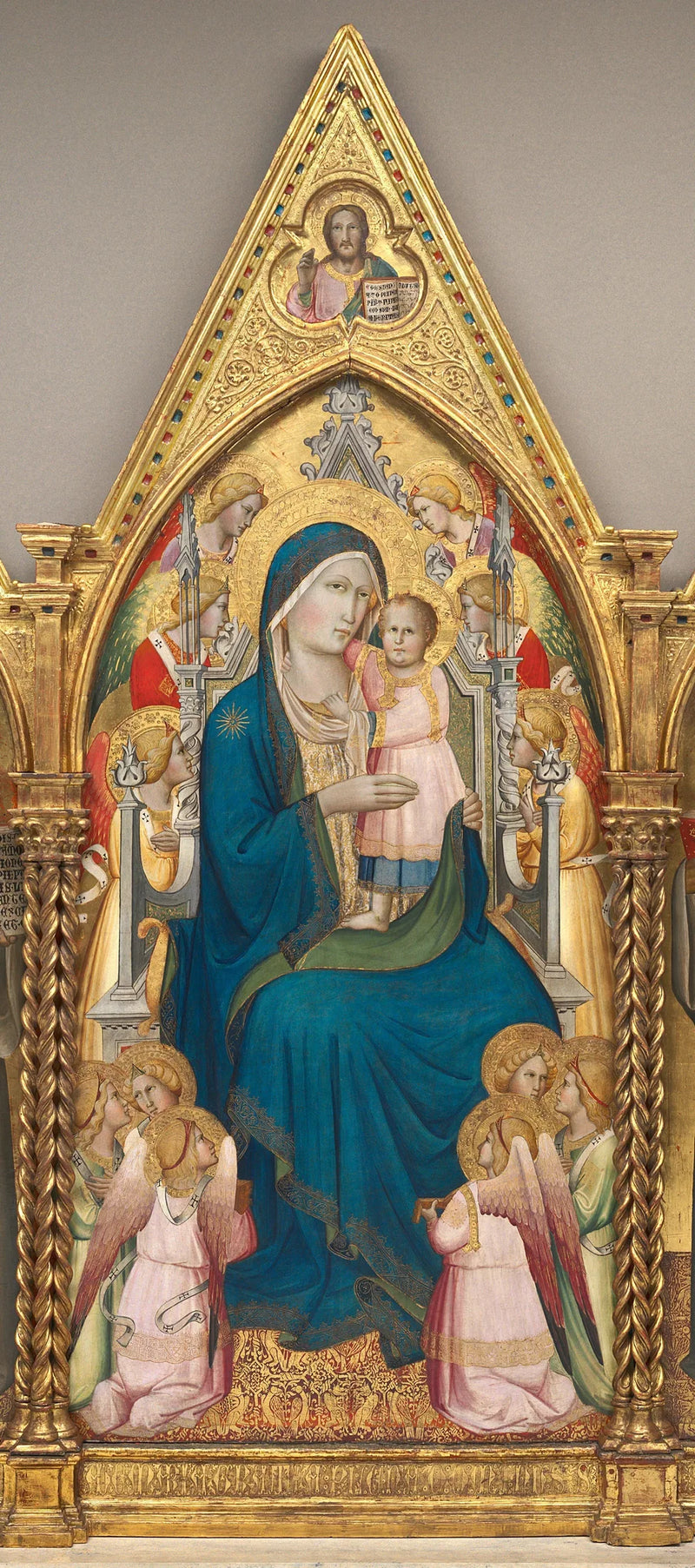 Vergine con Bambino tronante con dodici angeli e Cristo benedicente [pannello centrale] - Agnolo Gaddi