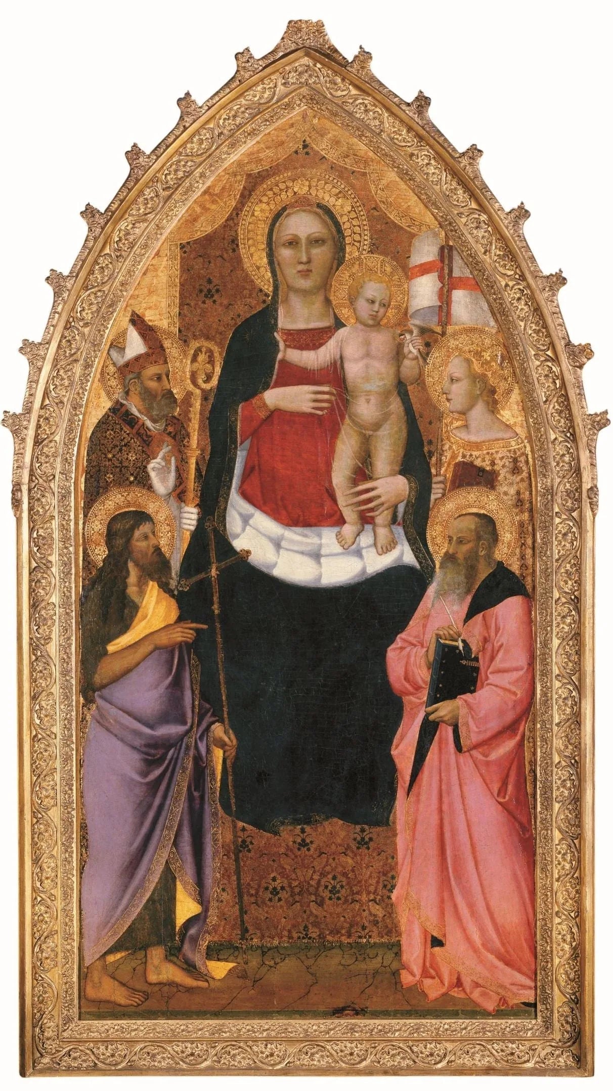 Vierge à l'Enfant trônant avec les saints Zénobe, Jean-Baptiste, Reparata et Jean l'Évangéliste - Nardo di Cione image 1 copie peinte à la main à l’huile