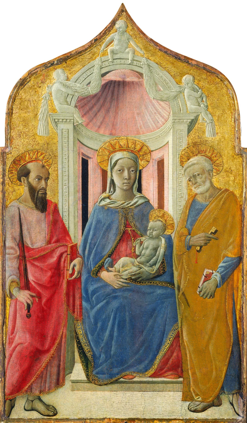 Vergine con il Bambino trionfante con san Pietro e san Paolo - Domenico di Bartolo