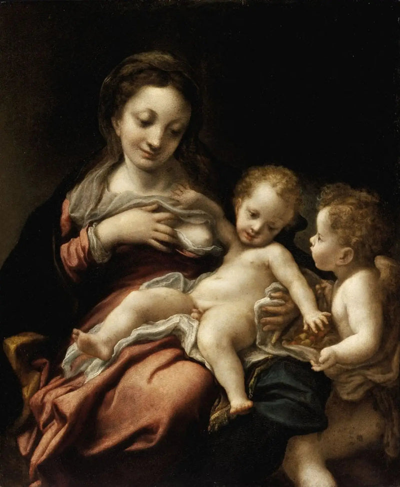 Vergine allattante e un angelo - Antonio da Correggio