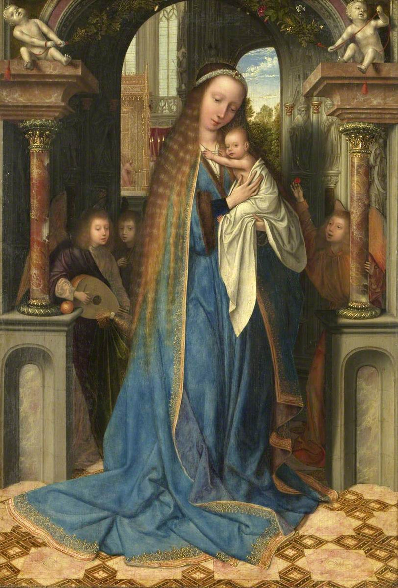 Vergine con il bambino e gli angeli - Quentin Metsys