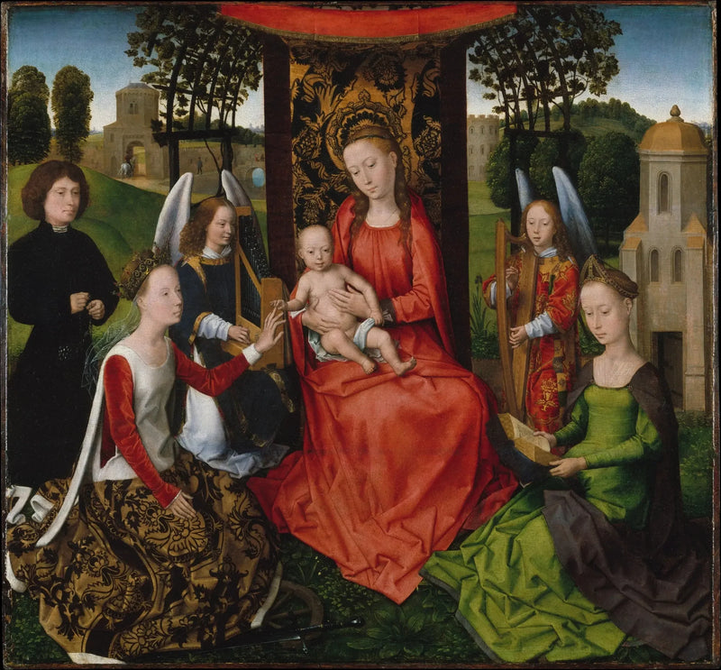 Vergine e bambino con santa Caterina d'Alessandria e Barbara - Hans Memling