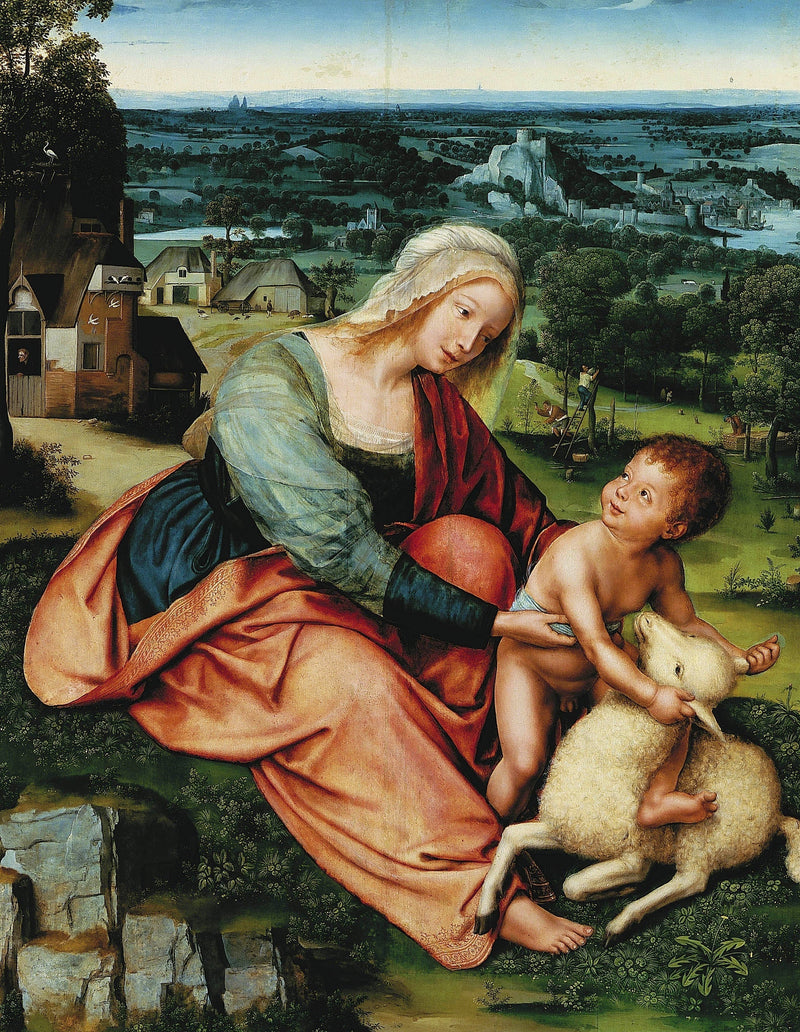 Vergine e il Bambino con l'agnello. - Quentin Metsys