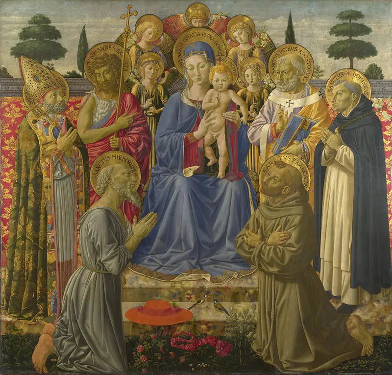 Vergine e il Bambino in trono tra gli angeli e i santi - Benozzo Gozzoli