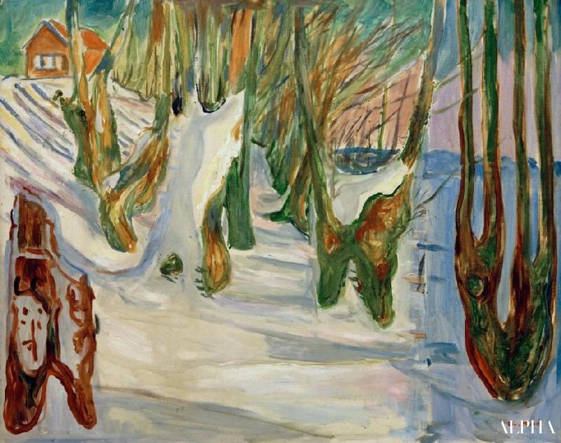 Vecchi alberi (Inverno, Ekely) - Edvard Munch - Riproduzioni di quadri e dipinti di alta qualità