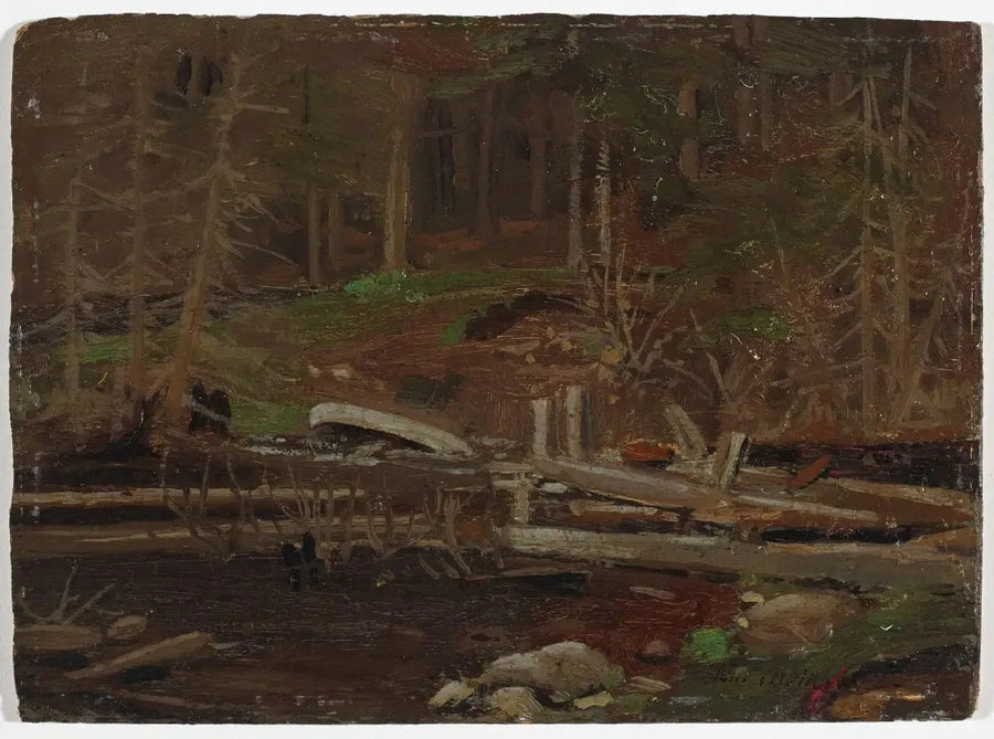 Vieux barrage de bois, parc Algonquin - Tom Thomson image 1 reproduction de peinture à l’huile