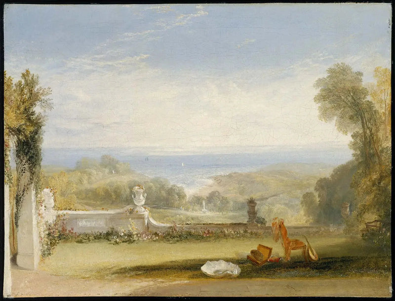 Vista dalla terrazza di una villa a Niton, Isola di Wight, da schizzi di una signora - J. M. W. Turner