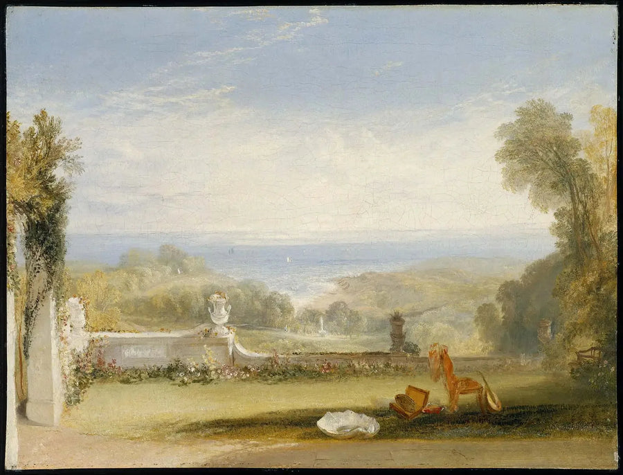 Vista dalla terrazza di una villa a Niton, Isola di Wight, da schizzi di una signora - J. M. W. Turner